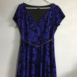 City Chic Royal blue with black flowers dress